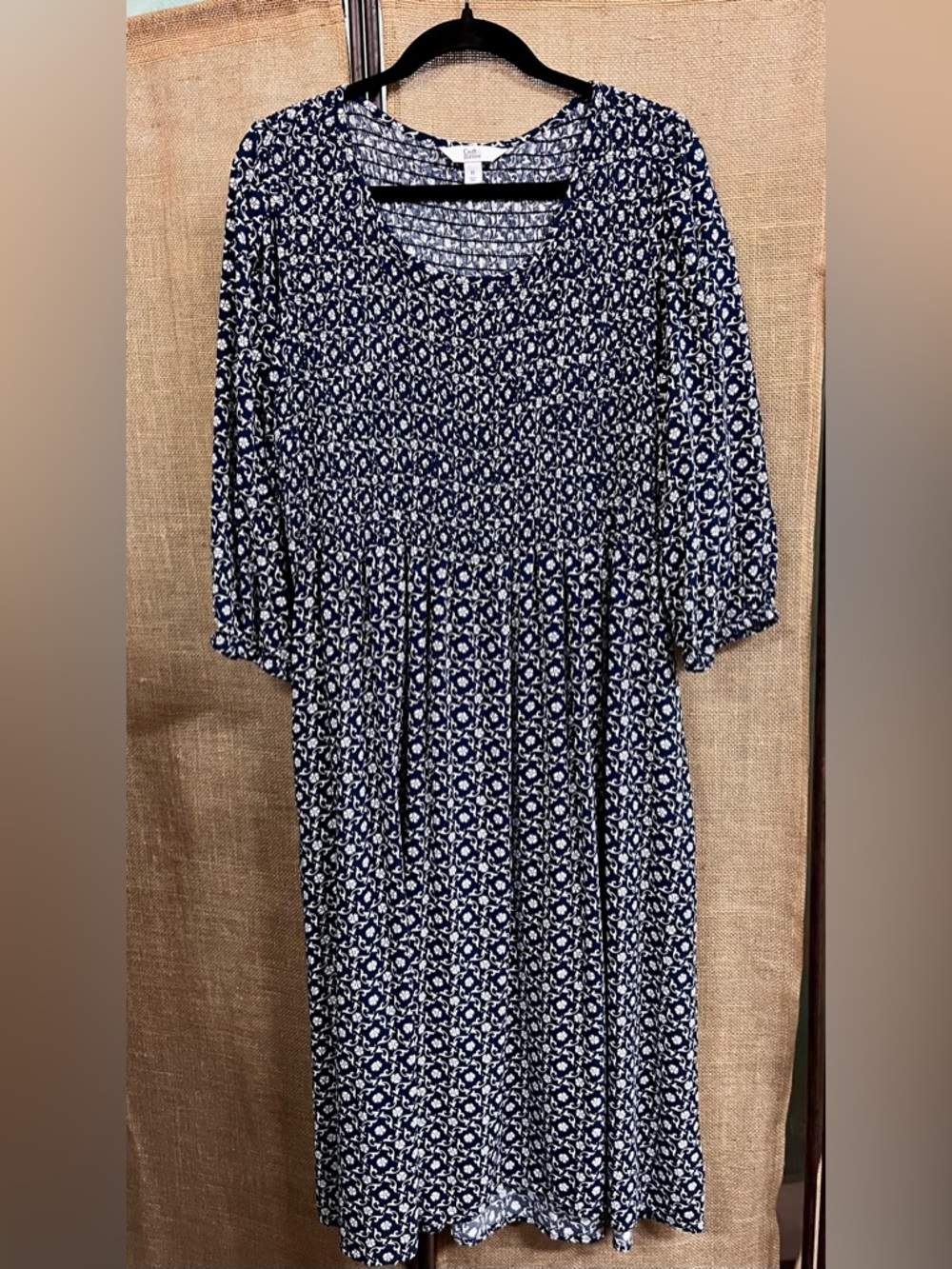 ‼️SOLD‼️croft & barrow Navy and White Floral Smocked Midi Maxi Dress